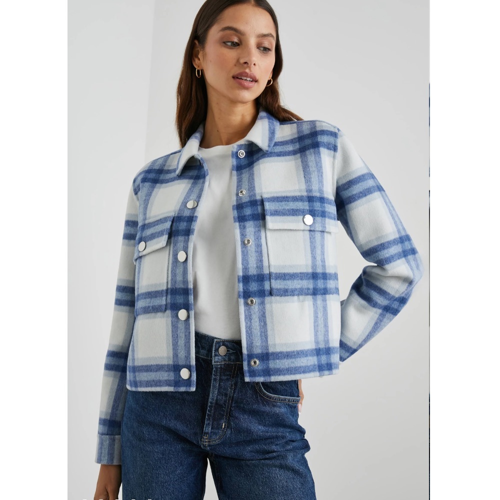 Rails Steffi Jacket Ivory Bay Plaid Wool Blend with Stretch XL